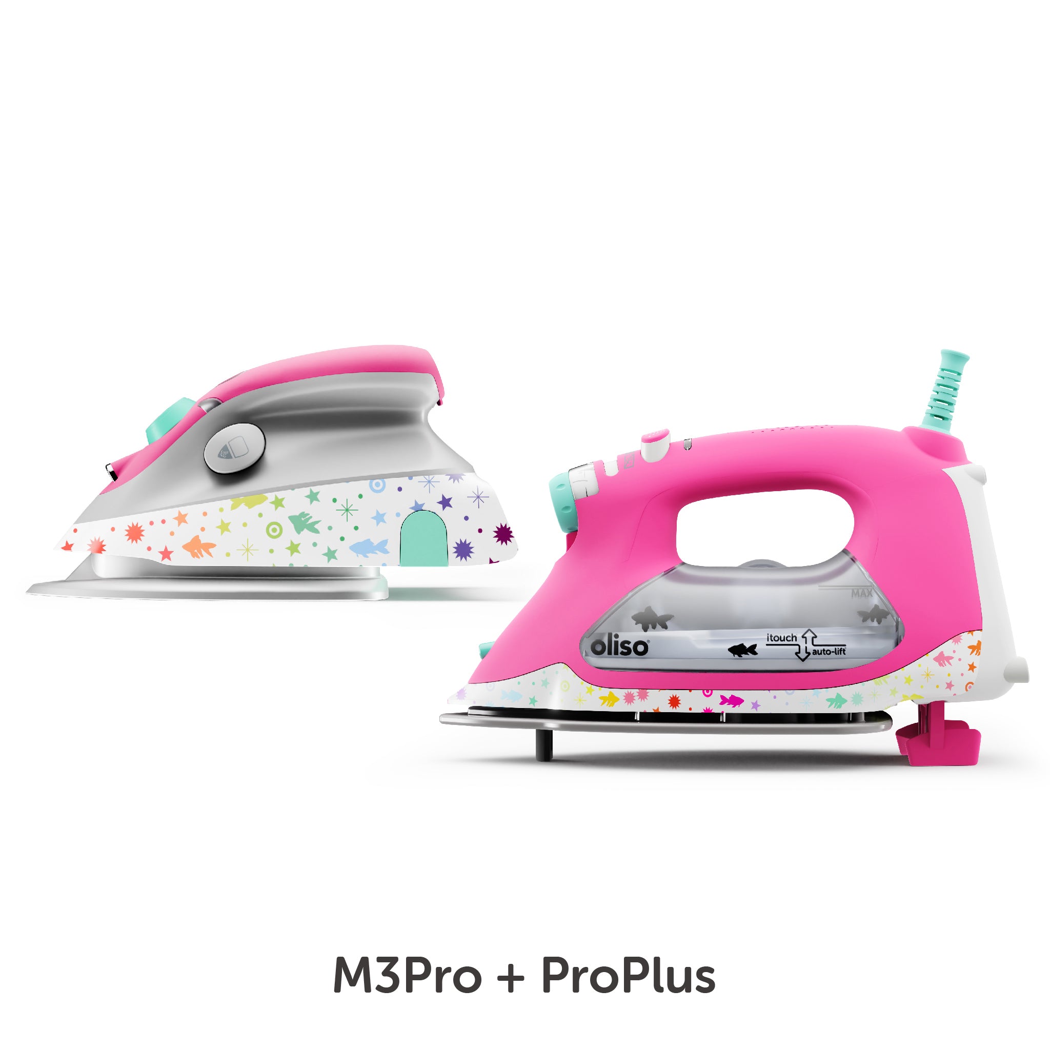 M3pro and ProPlus Tula Pink limited edition irons side by side.