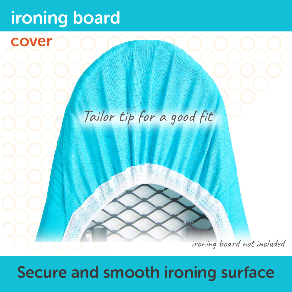 Close up of the tailored tip of the Oliso Ironing Board cover fitting securely on an ironing board