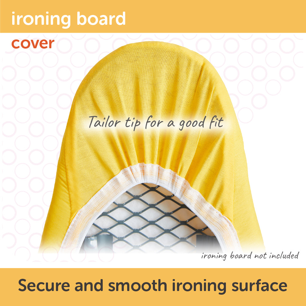 Close up of the tailored tip of the Oliso Ironing Board cover fitting securely on an ironing board.