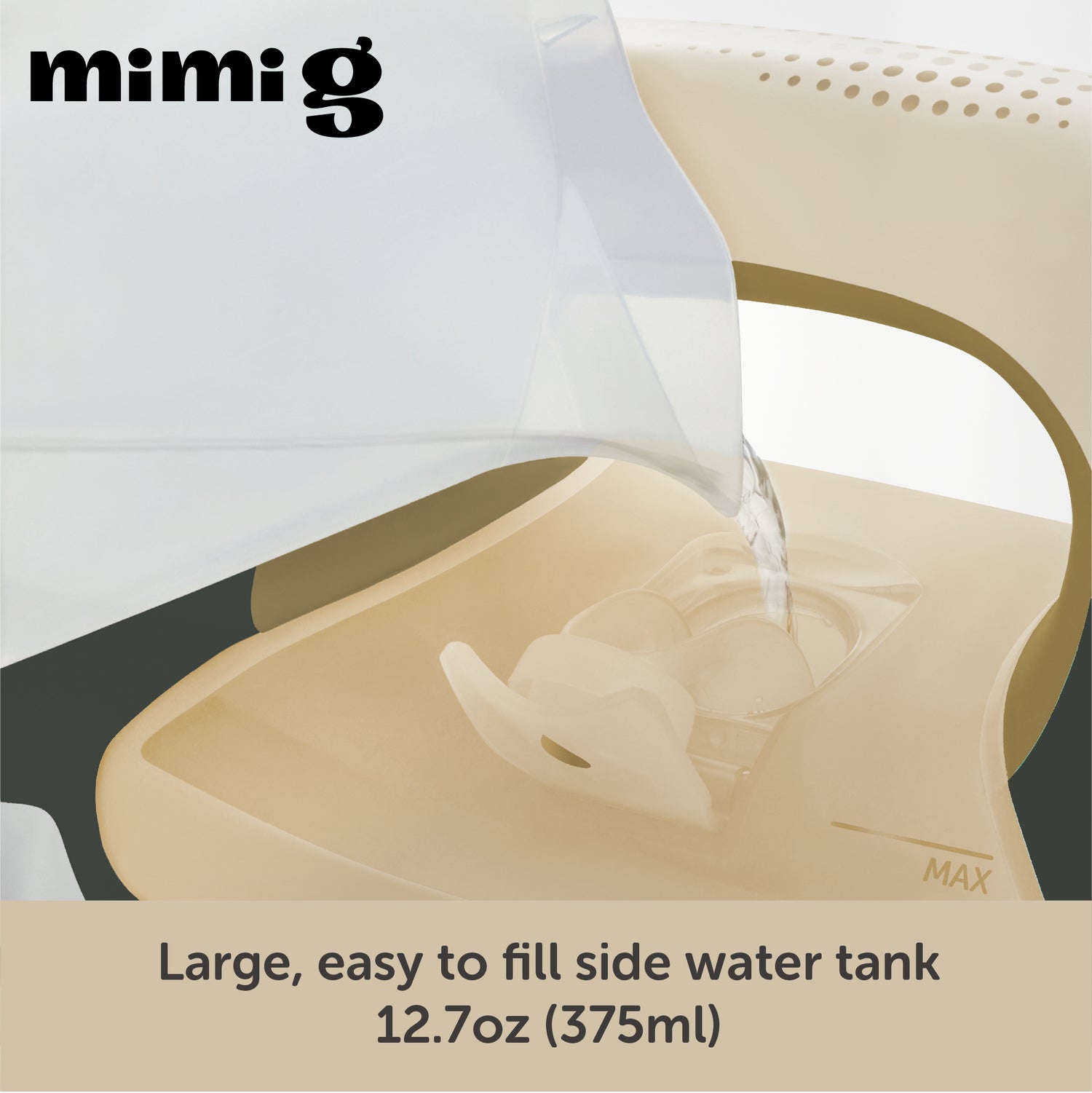 The Oliso Mimi G iron is easy to fill with thanks to the included water cup and convenient side port opening. 