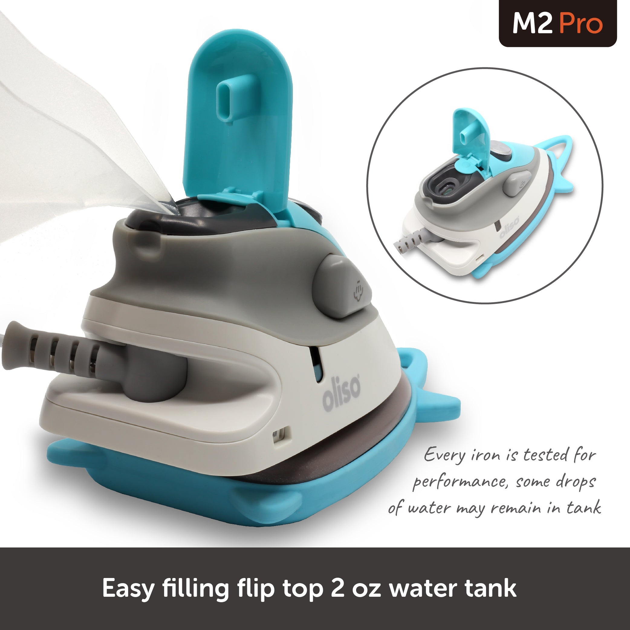 Flip up water door for easy water filling.