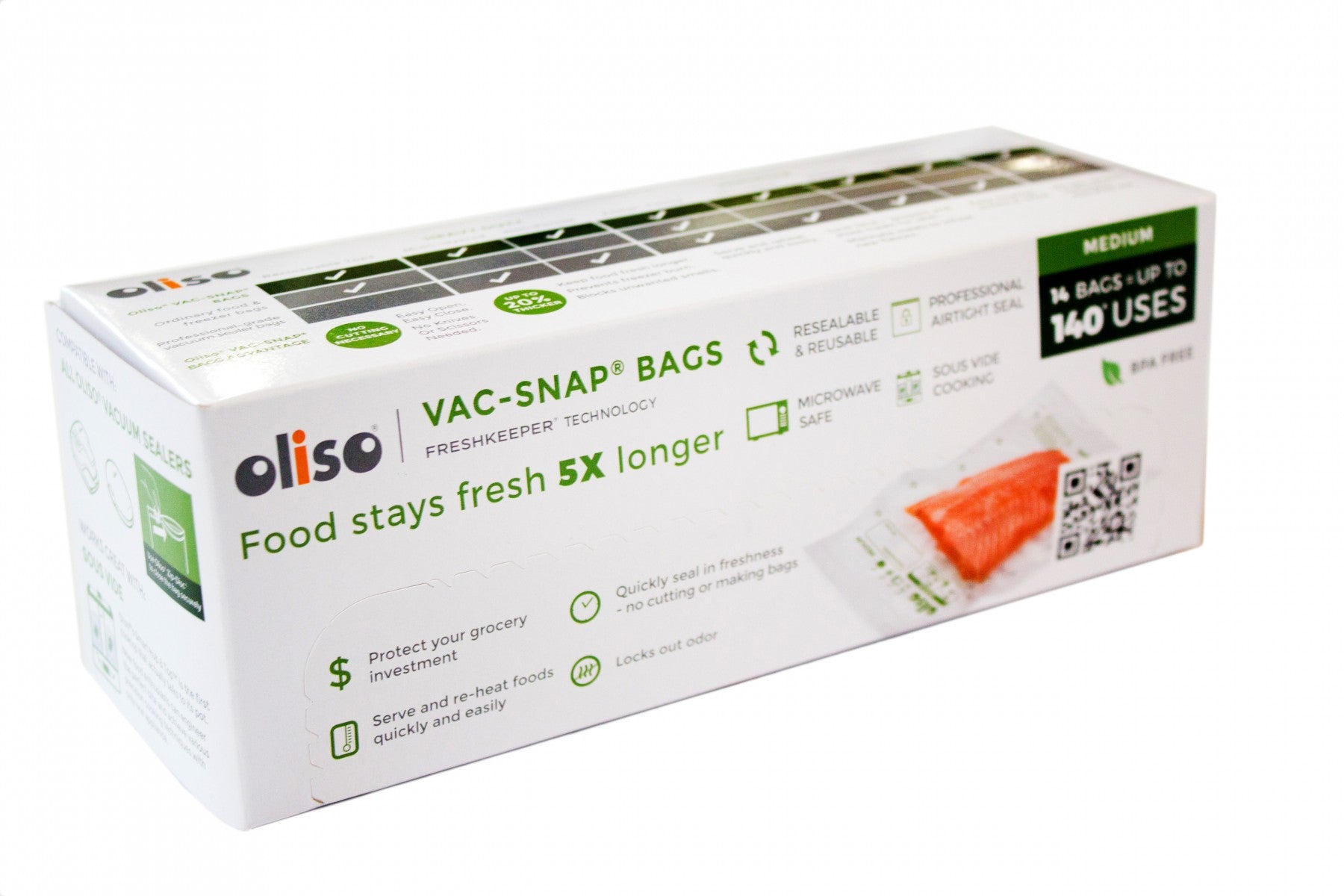 OLISO VAC-SNAP MEDIUM (QUART) BAGS (14/CT)