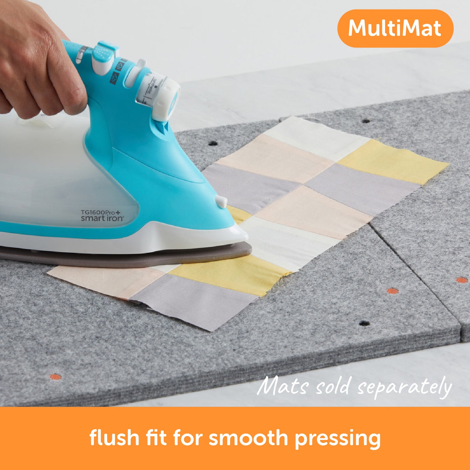 Content description =&quot;Oliso Smart Iron pressing a quilt square on two joined MultiMat wool mats with a flush fit for smooth pressing. Both iron and mats are sold separately.&quot;&gt;