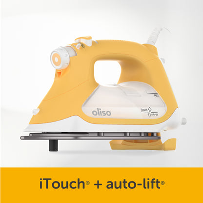 Yellow ProPlus iron with auto-lift feature, that works with a simply touch of the handle to automatically lift and lower the iron