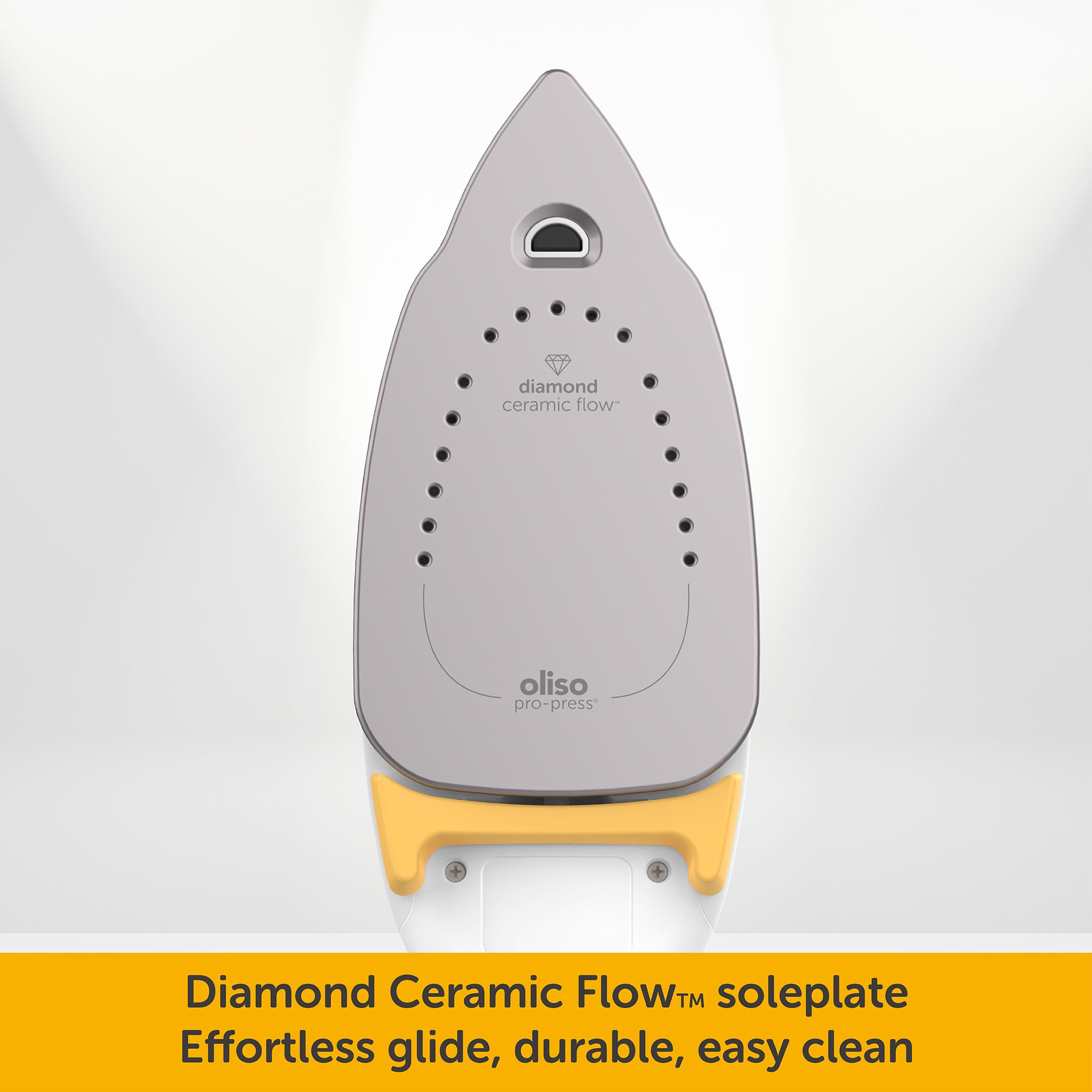 ProPlus iron ceramic soleplate is durable, smooth, and easy to clean even when using fusible, large flat pressing area, , 2 inch detailing tip.