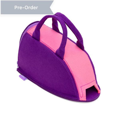 Oliso Yaya Han Carry Bag for Project Irons in Midnight Orchid and cherry blossom pink. Designed to protect your Yaya Han M3Pro iron wherever you go, this durable and stylish bag makes travel effortless—perfect for classes, workshops, and conventions.