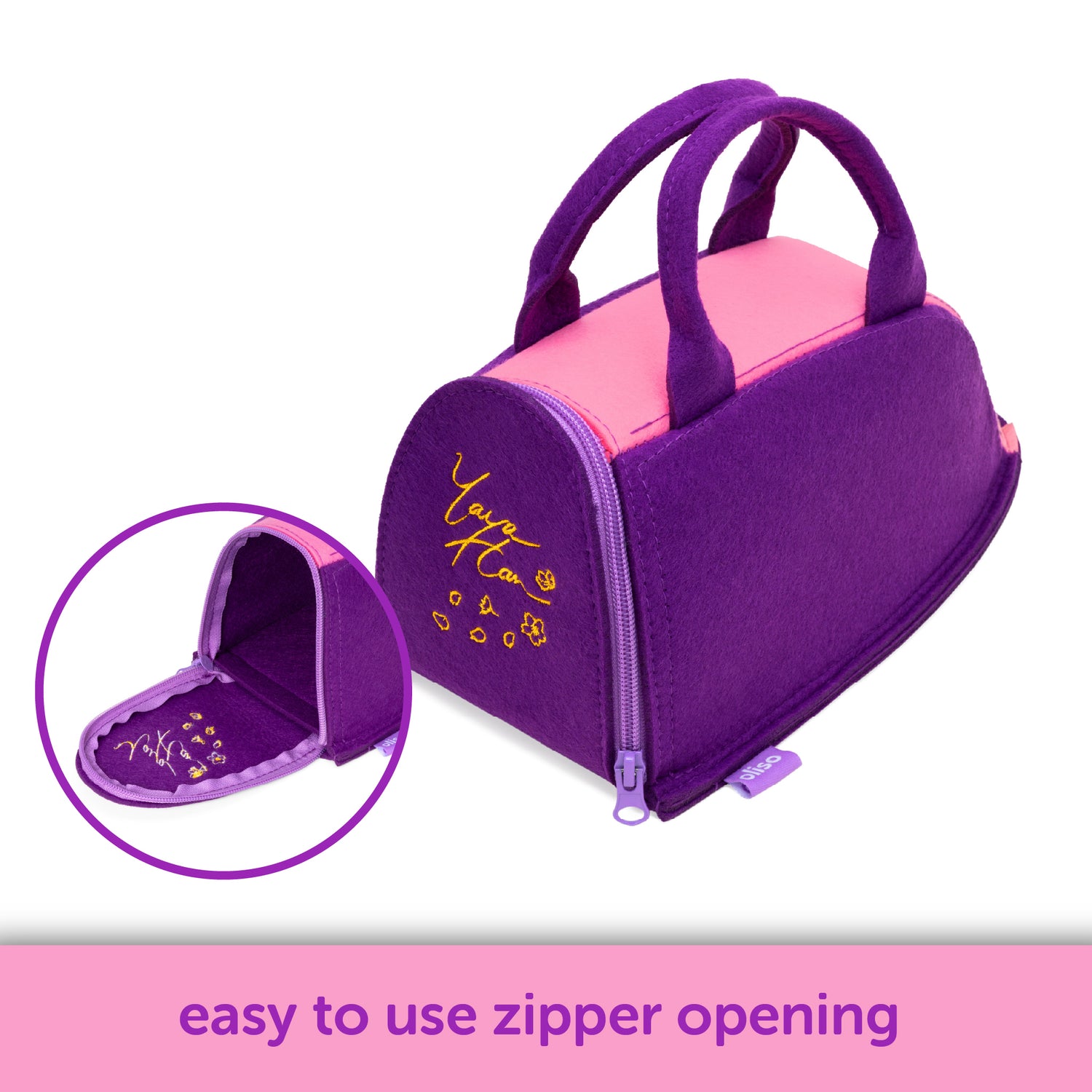 Oliso Yaya Han Carry Bag – Cherry Blossom Edition. Easy-to-use zipper opening features Yaya Han&
