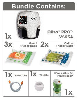 Oliso Pro Smart Vacuum Sealer 2024 Starter Kit VS95A Silver and Reusable Bags Lot New