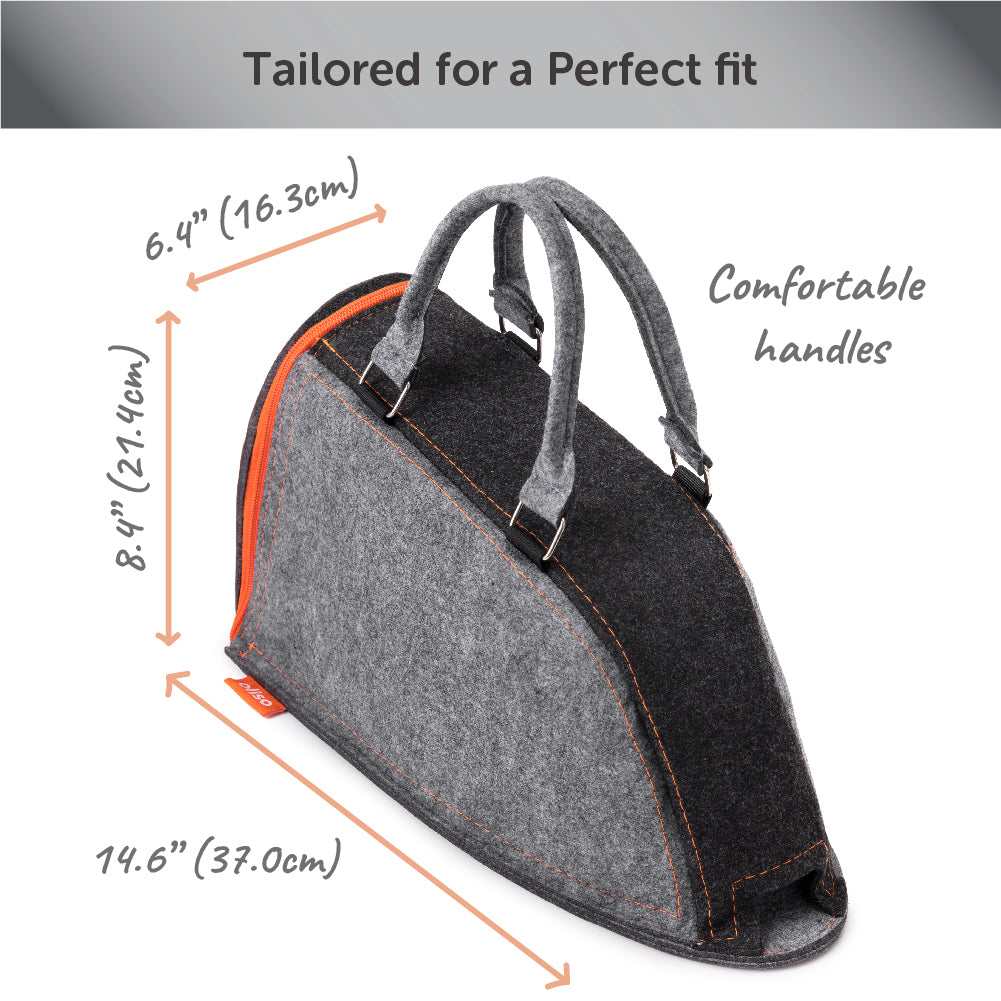 Large carry bag with dimensions: 14.6 inches long, 6.4 inches wide, and 8.4 inches tall.