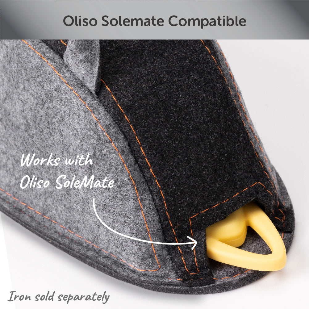 Close up of the front of the Oliso iron carry bag, with it opening for the  Solemate loop to pass through, iron and Solemate sold separately.