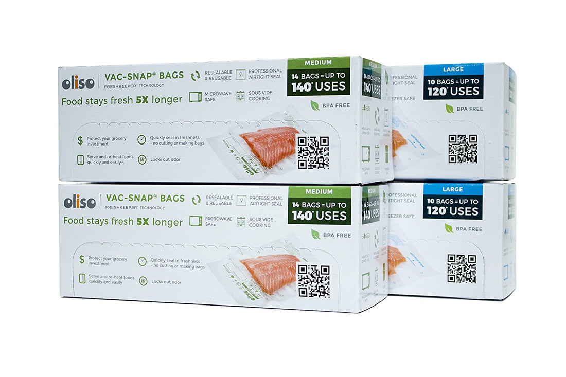 OLISO VAC-SNAP MEDIUM (QUART) AND LARGE (GALLON) VALUE PACK (28 QT + 20 GL) 2+2 Bag Bundle
